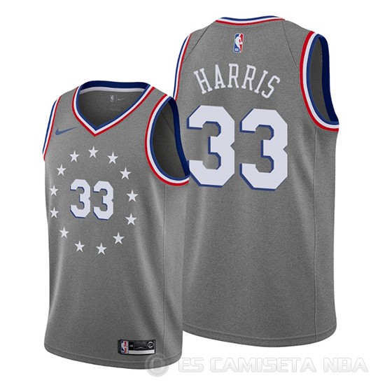 Camiseta Tobias Harris #33 Philadelphia 76ers Ciudad Gris - Haga un click en la imagen para cerrar